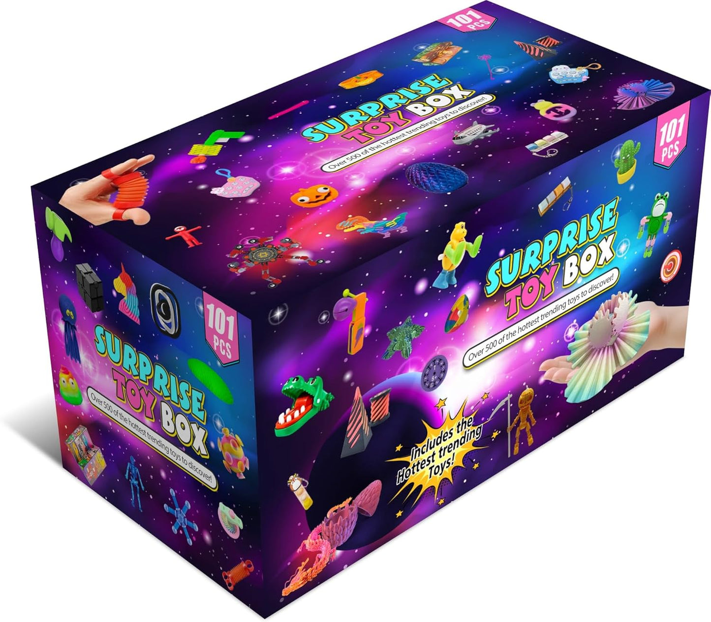 25 or 101 Pieces Fidget Mystery Box for Kids Girls & Boys - Fun Sensory Fidget Toys Bulk Variety Pack for Toddlers - Fidget Prizes for Classroom Surprise Gift Box