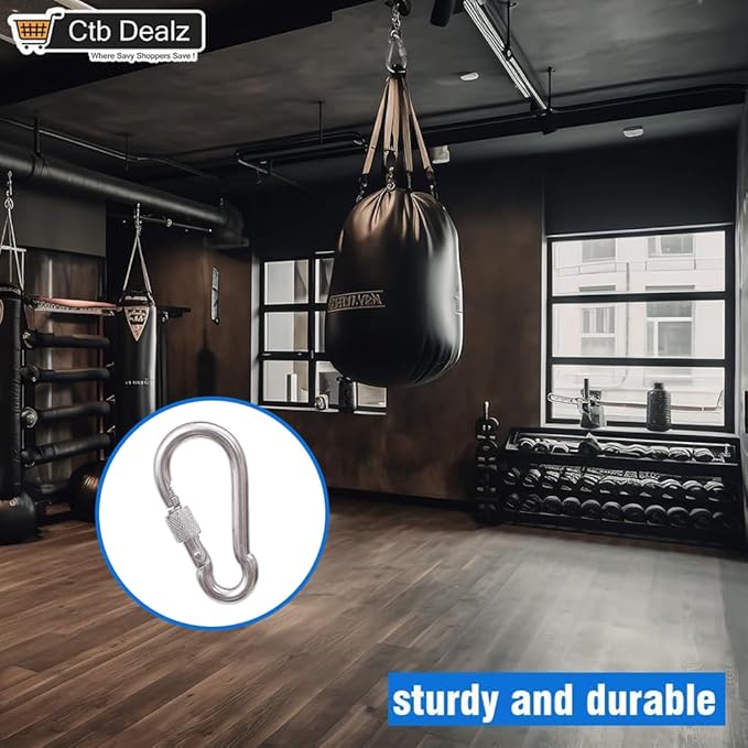 Oval Carabiner Stainless Steel - Small Strong Metal Multitool Carabiner Heavy Duty for Hammocks, Keys, Hanging (6 Pcs)