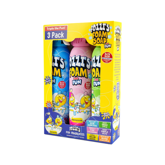 Fozzi’s Foam Soap 3-Pack – Brilliant Blue, Groovy Green & Perfectly Pink – 340ml Each | Fun, Safe & Easy-Clean Bath Foam for Kids