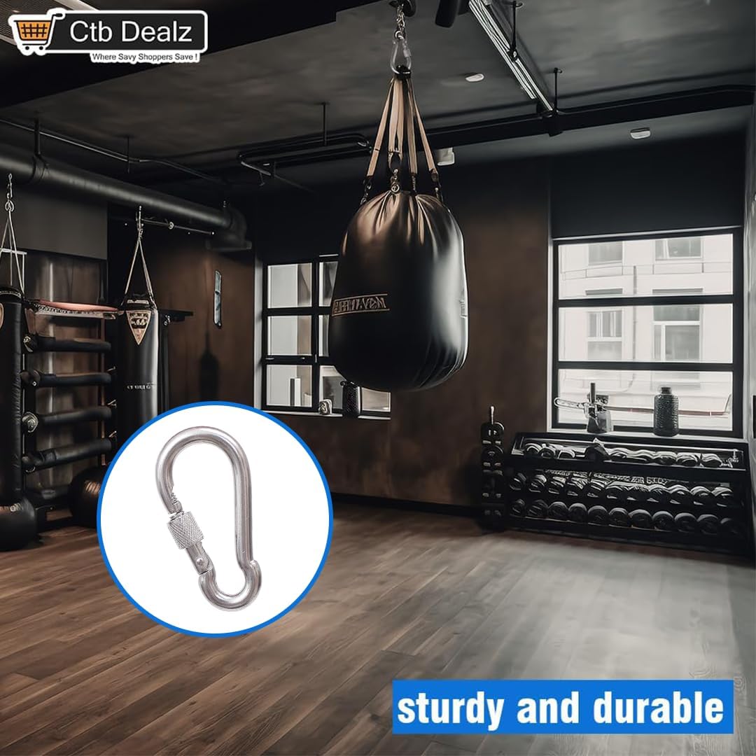 Oval Carabiner Stainless Steel - Small Strong Metal Multitool Carabiner Heavy Duty for Hammocks, Keys, Hanging (6 Pcs)