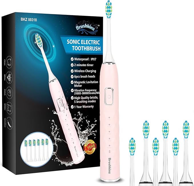 Sonic Electric Toothbrush - 5 Modes with Smart Timer - Soft Bristle Wireless Rechargeable Toothbrush for Adults - Power Vibrating Toothbrush for Dental Oral Care - Lasts 60 Days