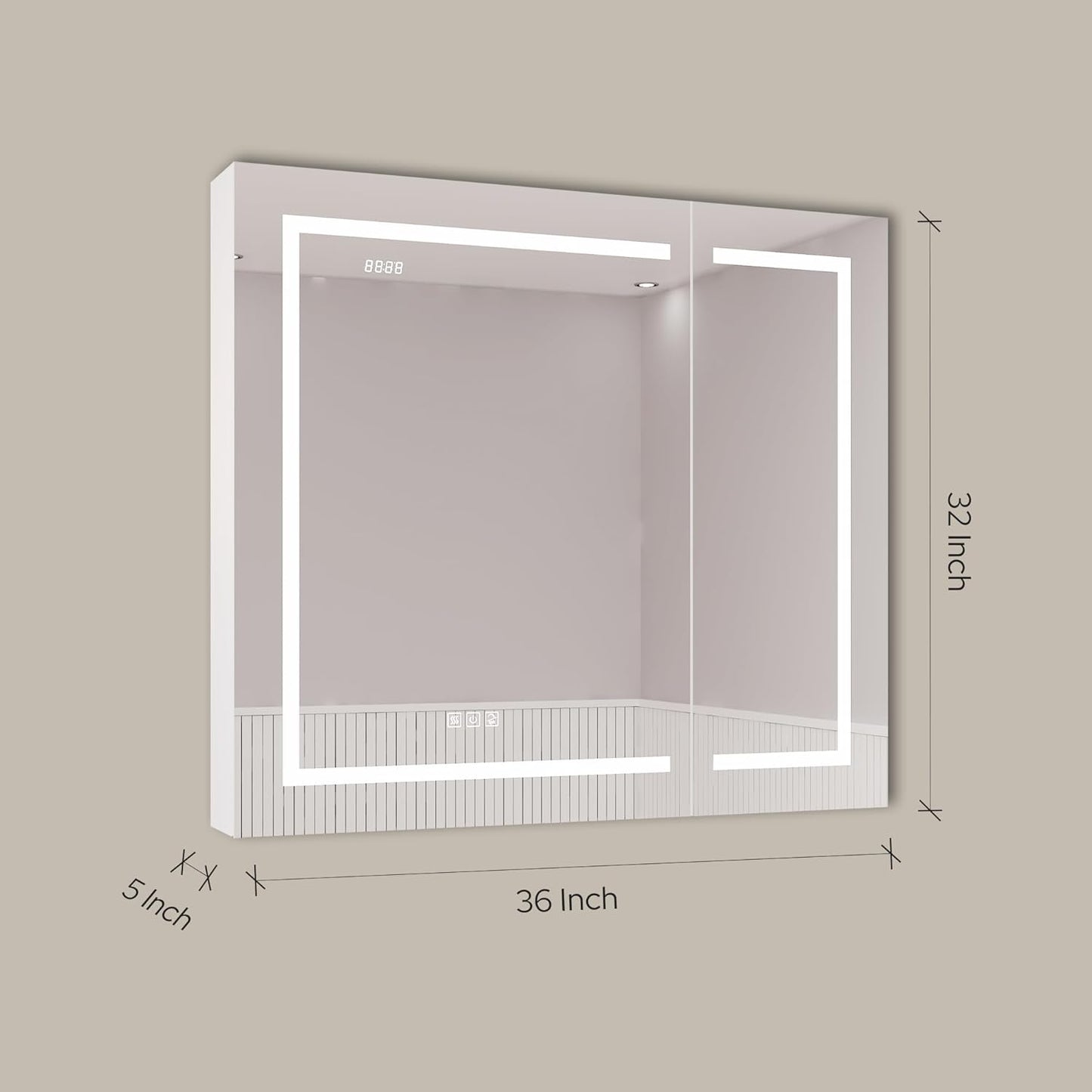 LED Lighted Medicine Cabinet 36x32 with Mirror, Defogger & Outlets