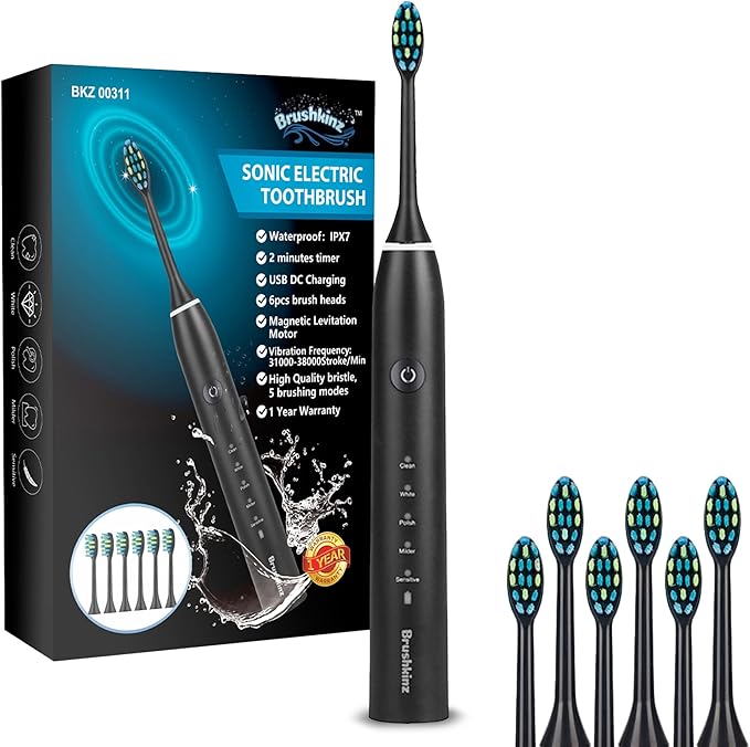 Sonic Electric Toothbrush - 5 Modes with Smart Timer - Soft Bristle USB Rechargeable Toothbrush for Adults - Power Vibrating Toothbrush for Dental Oral Care - 31000-38000Stroke/Min