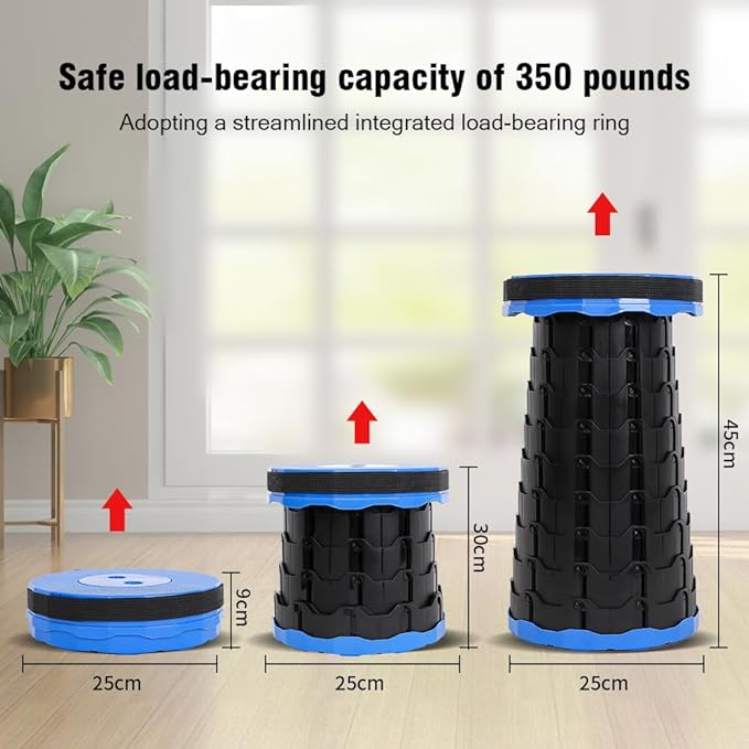 Camping Collapsible Stool | Outdoor Sitting Fishing Telescopic Foldable Travel Seat for Adults | Lightweight Small Portable Stool Holds 400 lbs