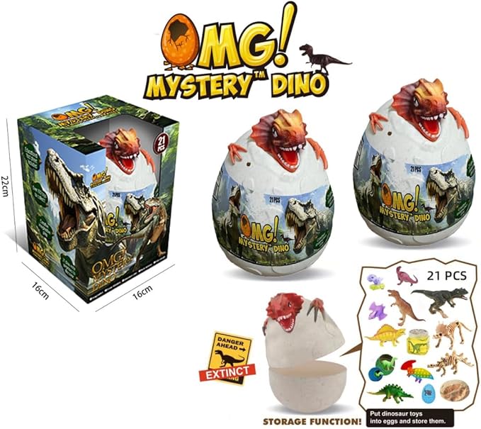 Mystery Dino Eggs Dig Kit with Dinosaur Bones & Fact Sheet, Surprise Dinosaur Toys, Kids Educational Excavation Science Activities, Ages 3+