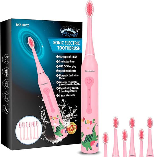 Kids Electric Toothbrush - 5 Modes with Smart Timer - Soft Bristle USB Rechargeable Toothbrush - Sonic Power Vibrating Toothbrush for Dental Oral Care - Lasts 60 Days