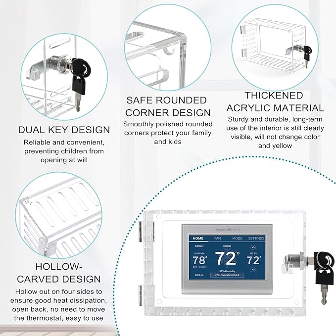 Small Thermostat Lock Box Cover with Key