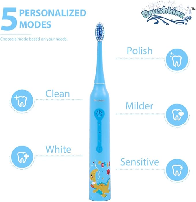 Kids Electric Toothbrush - 3 Modes with Smart Timer - Soft Bristle USB Rechargeable Toothbrush - Sonic Power Vibrating Toothbrush for Dental Oral Care - Lasts 50 Days