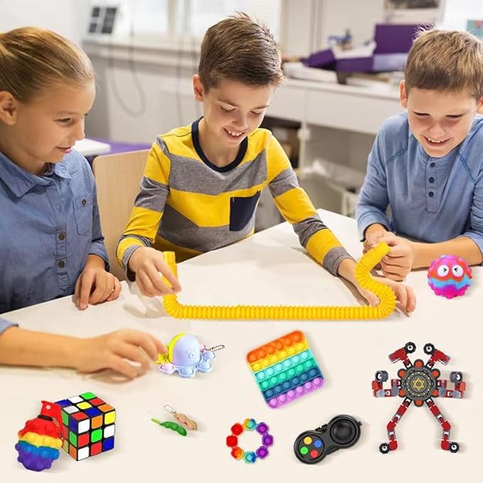 25 or 101 Pieces Fidget Mystery Box for Kids Girls & Boys - Fun Sensory Fidget Toys Bulk Variety Pack for Toddlers - Fidget Prizes for Classroom Surprise Gift Box