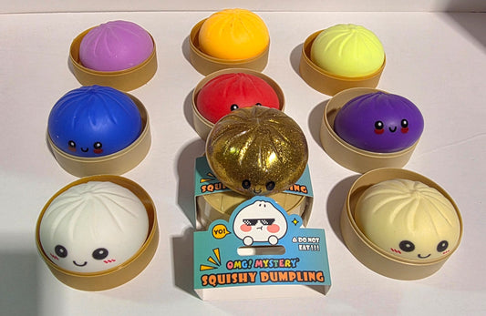 OMG! Mystery Squishy Dumpling Toy – Surprise Blind Pack Toy for Kids – Soft Squeeze Dumpling Collectible with Rare Gold Dumpling Chase - Pack of 3