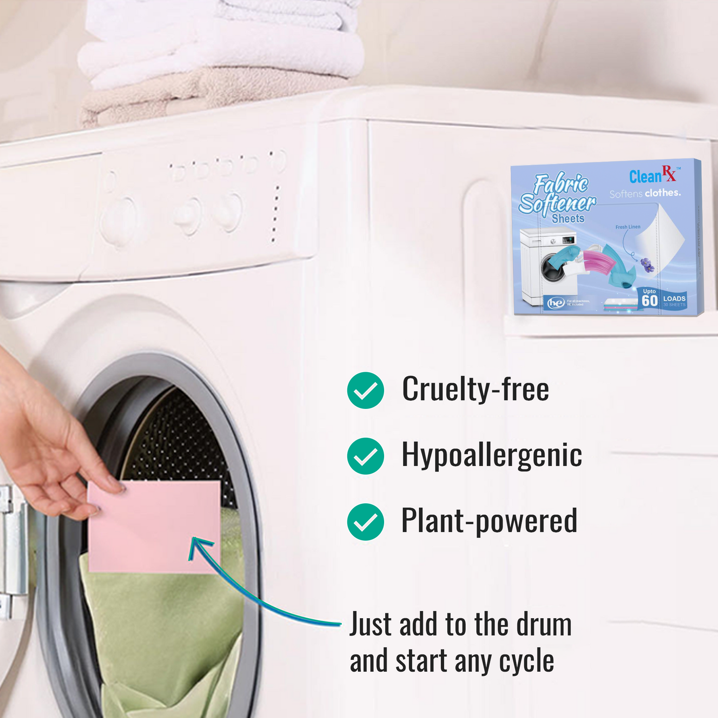 Dissolvable Fabric Softener Sheets – 30 Ct – Softens & Freshens Laundry