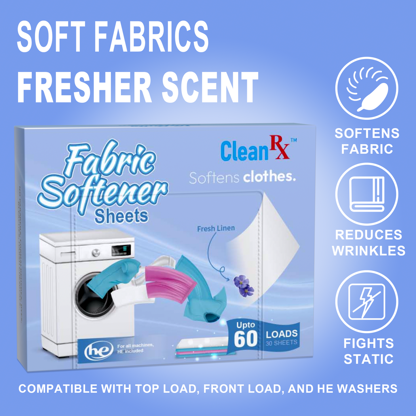 Dissolvable Fabric Softener Sheets – 30 Ct – Softens & Freshens Laundry