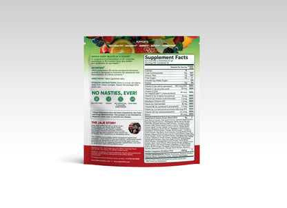 Jaje Health 10EX Plant-Based Gummies, Strawberry Flavor, Vegan Low Sugar Chewy Snack with Fruit & Vegetable Extracts, No Artificial Colors or Preservatives