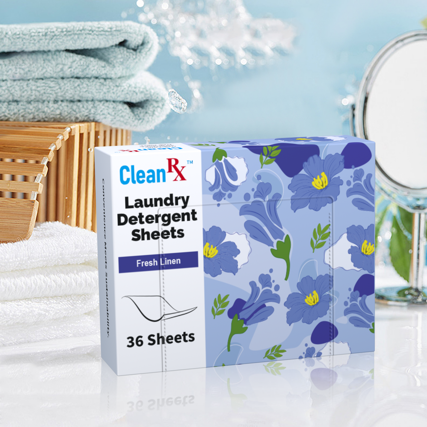 Eco Laundry Detergent Sheets – 36 Strips – Fresh Linen Scent, HE Safe