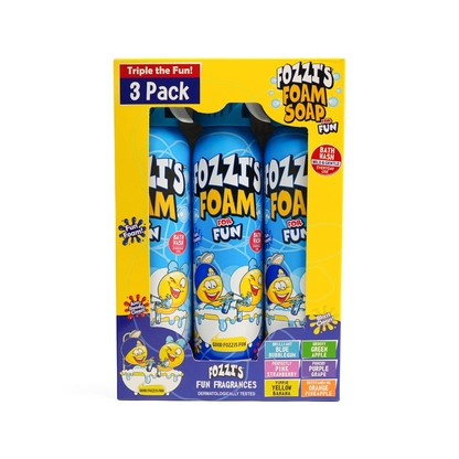 Fozzi’s Foam Soap 3-Pack – Brilliant Blue – 340ml Each | Fun, Safe & Easy-Clean Bath Foam for Kids
