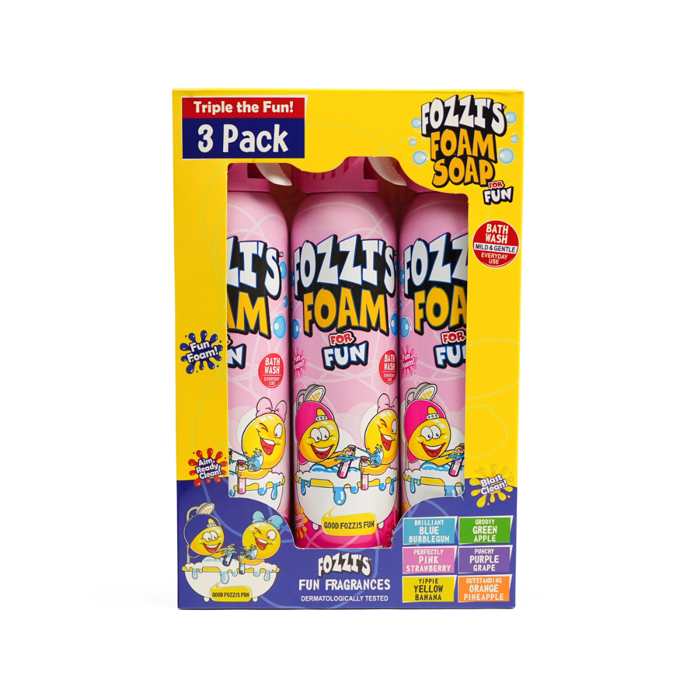 Fozzi’s Foam Soap 3-Pack – Perfectly Pink – 340ml Each | Fun, Safe & Easy-Clean Bath Foam for Kids