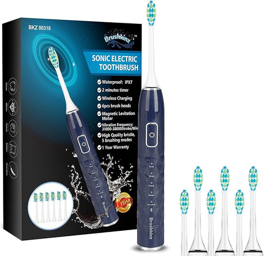 Sonic Electric Toothbrush - 5 Modes with Smart Timer - Soft Bristle Wireless Rechargeable Toothbrush for Adults - Power Vibrating Toothbrush for Dental Oral Care - Lasts 60 Days