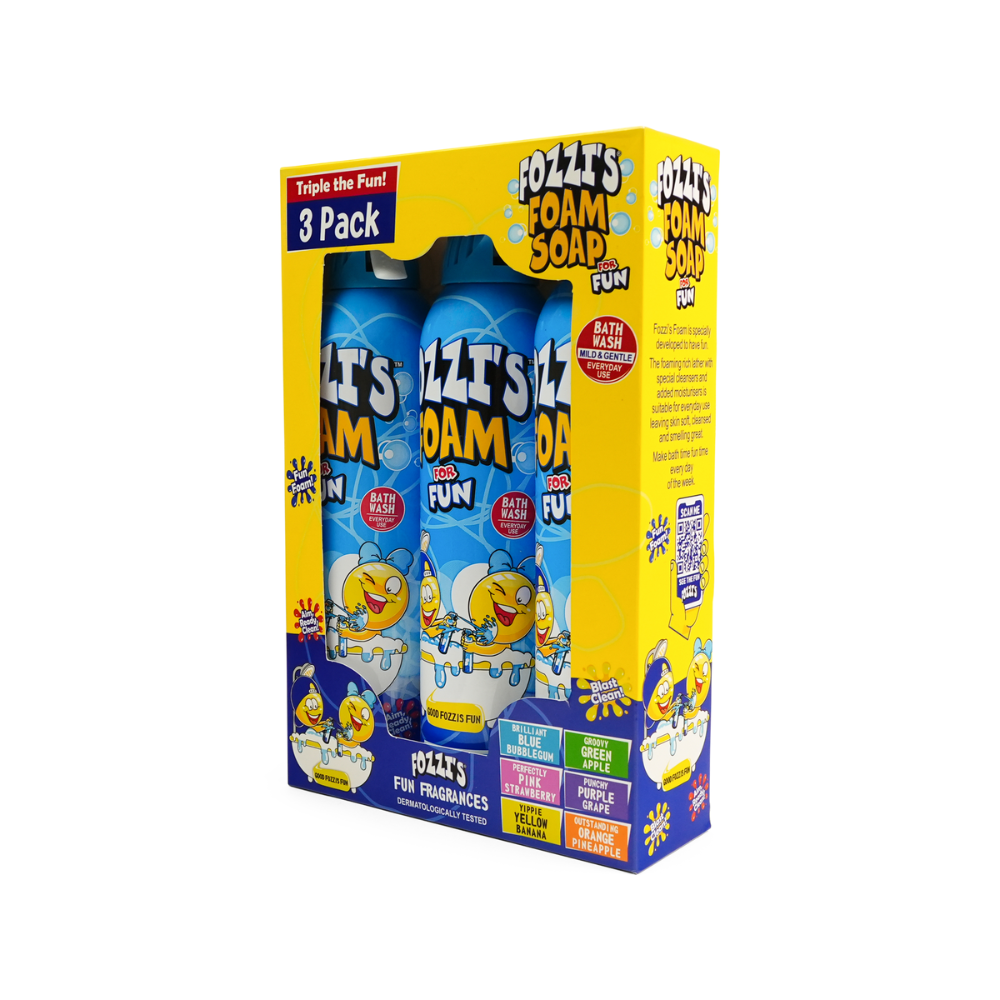 Fozzi’s Foam Soap 3-Pack – Brilliant Blue – 340ml Each | Fun, Safe & Easy-Clean Bath Foam for Kids