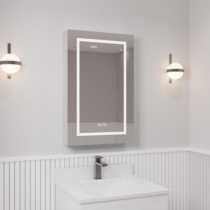 LED Medicine Cabinet with Mirror, Lights, Defogger, Clock & Outlets – Recessed or Surface Mount
