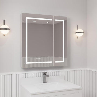 LED Lighted Medicine Cabinet with Mirror, Defogger & USB (30x32)