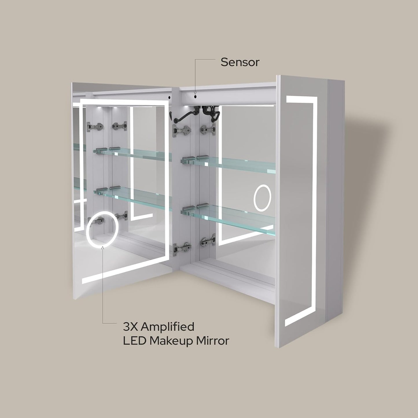 LED Lighted Medicine Cabinet with Mirror, Defogger & USB (30x32)
