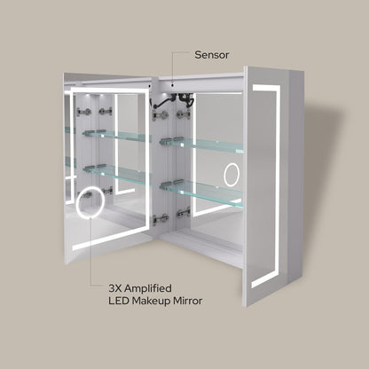 LED Lighted Medicine Cabinet with Mirror, Defogger & USB (30x32)