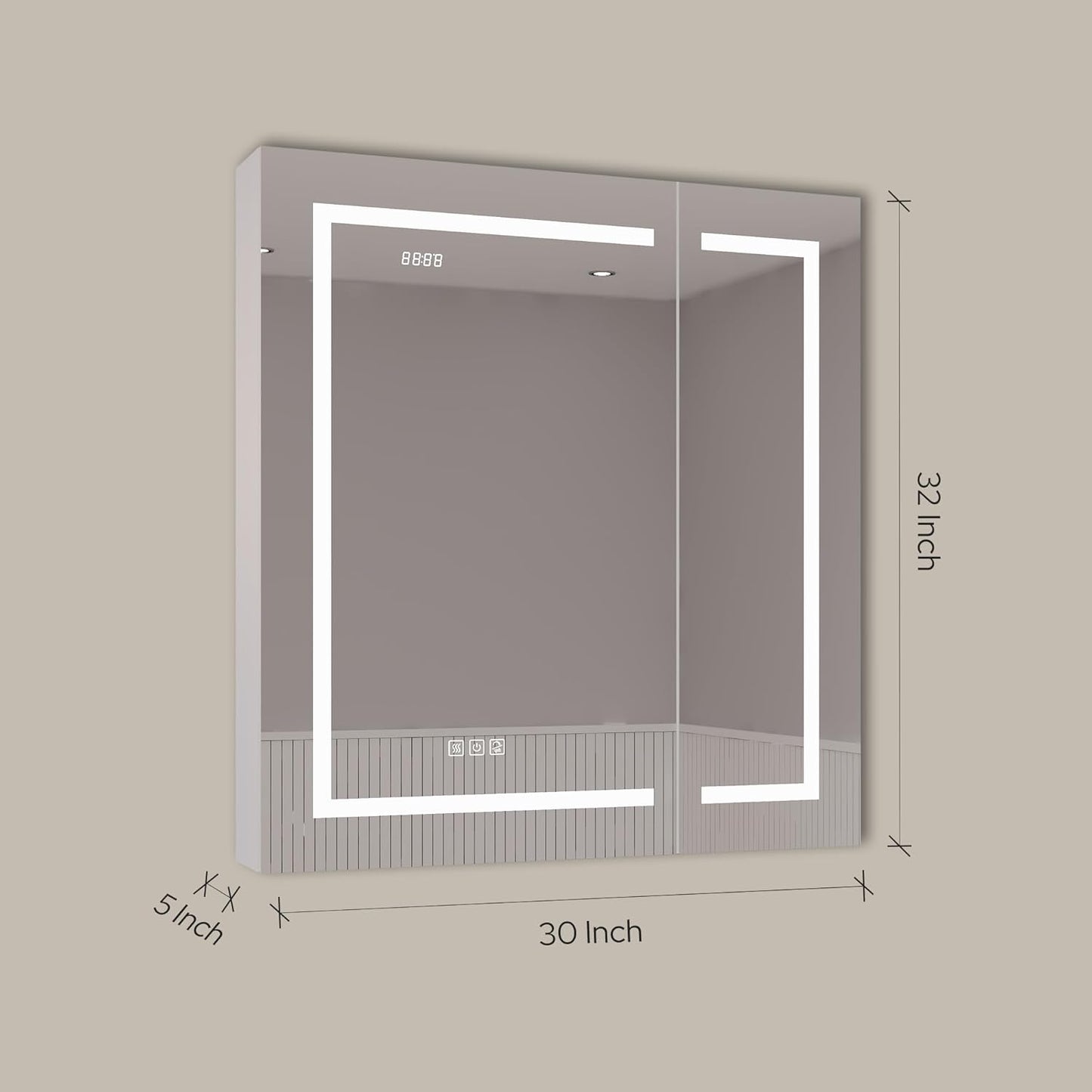 LED Lighted Medicine Cabinet with Mirror, Defogger & USB (30x32)