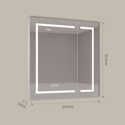 LED Lighted Medicine Cabinet with Mirror, Defogger & USB (30x32)