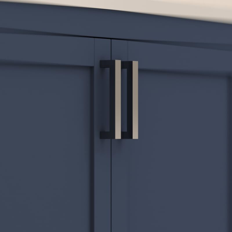 Ayna Decors Rooh 72 Inch Navy Blue Bathroom Vanity with Sink, Quartz Countertop, 4 Soft Closing Doors and 5 Full Extension Drawers, Brushed Nickel Hardware