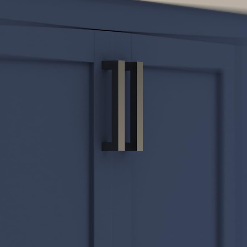 Ayna Decors Rooh 60 Inch Navy Blue Bathroom Vanity with Sink, Quartz Countertop, 4 Soft Closing Doors and 5 Full Extension Drawers, Brushed Nickel Hardware