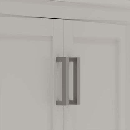 Ayna Decors Maya 48 Inch White Bathroom Vanity with Sink, Quartz Countertop, 2 Soft Closing Doors, and 7 Full Extension Drawers, Brushed Nickel Hardware