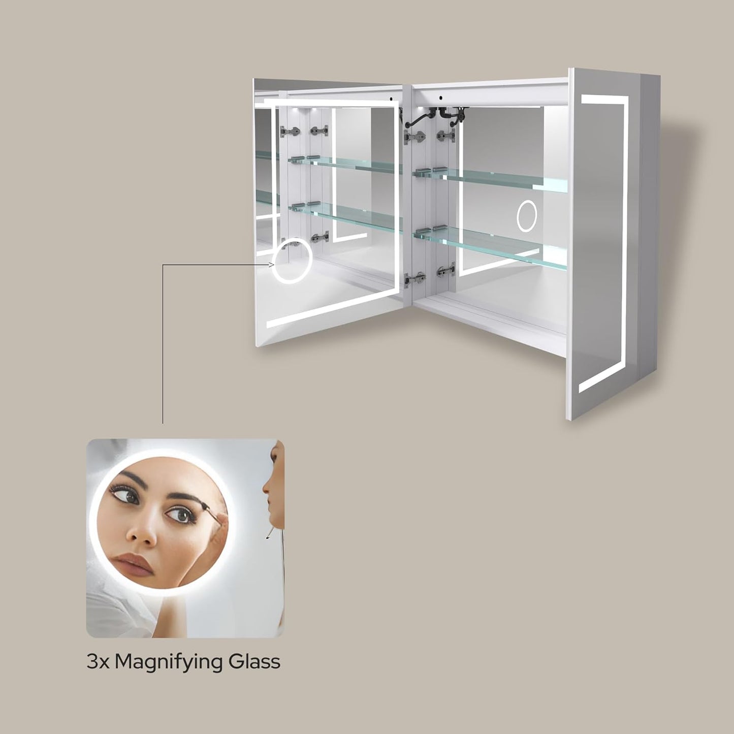 LED Lighted Medicine Cabinet 36x32 with Mirror, Defogger & Outlets