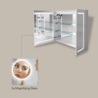 LED Lighted Medicine Cabinet 36x32 with Mirror, Defogger & Outlets