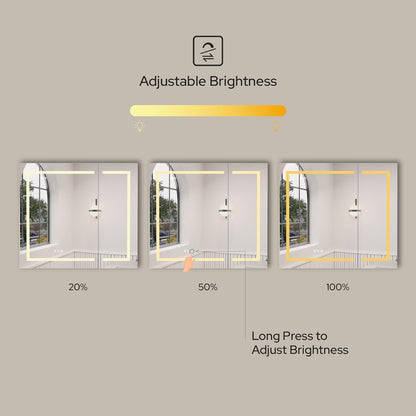 LED Lighted Medicine Cabinet 36x32 with Mirror, Defogger & Outlets