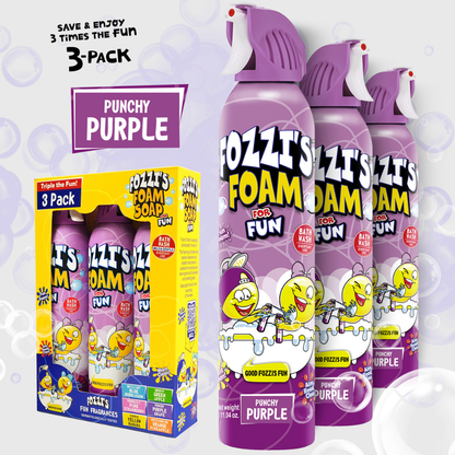 Fozzi’s Foam Soap 3-Pack – Punchy Purple – 340ml Each | Fun, Safe & Easy-Clean Bath Foam for Kids