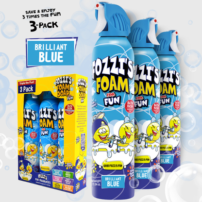 Fozzi’s Foam Soap 3-Pack – Brilliant Blue – 340ml Each | Fun, Safe & Easy-Clean Bath Foam for Kids