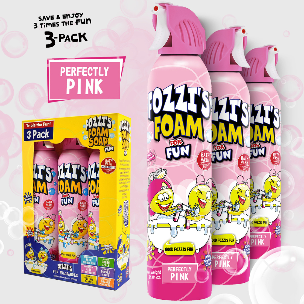 Fozzi’s Foam Soap 3-Pack – Perfectly Pink – 340ml Each | Fun, Safe & Easy-Clean Bath Foam for Kids