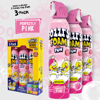 Fozzi’s Foam Soap 3-Pack – Perfectly Pink – 340ml Each | Fun, Safe & Easy-Clean Bath Foam for Kids