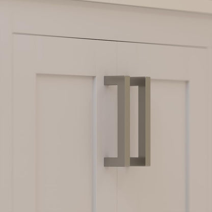 Ayna Decors Rooh 36 Inch White Bathroom Vanity with Sink, Quartz Countertop, 2 Soft Closing Doors, and 4 Full Extension Drawers, Brushed Nickel Hardware