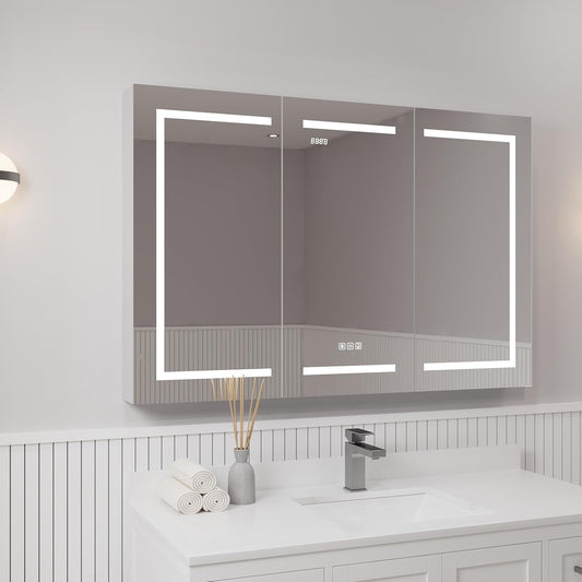 NEO 48x32 LED Lighted Medicine Cabinet with Mirror & Defogger