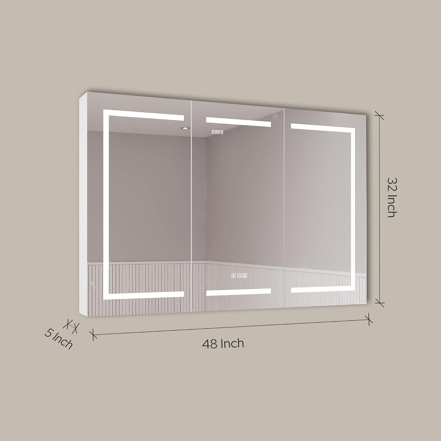NEO 48x32 LED Lighted Medicine Cabinet with Mirror & Defogger