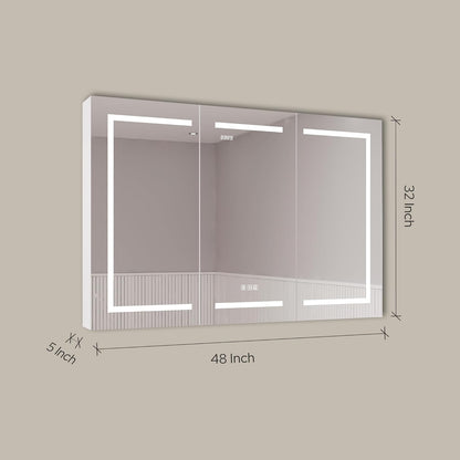 NEO 48x32 LED Lighted Medicine Cabinet with Mirror & Defogger