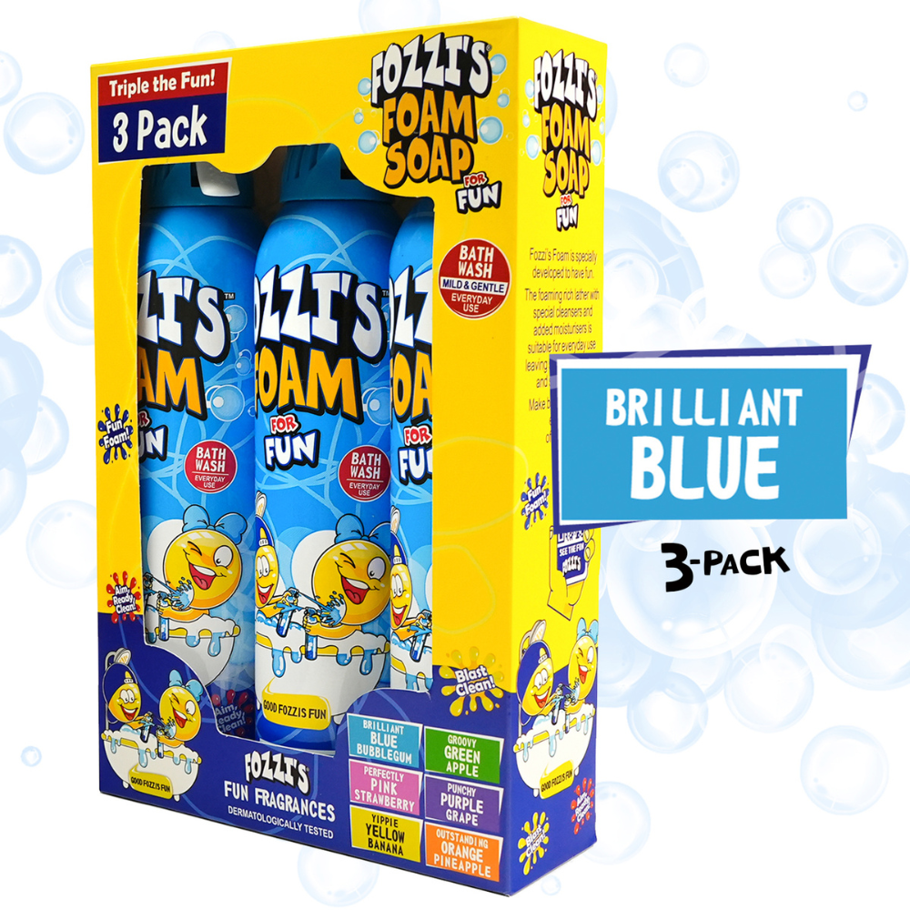 Fozzi’s Foam Soap 3-Pack – Brilliant Blue – 340ml Each | Fun, Safe & Easy-Clean Bath Foam for Kids