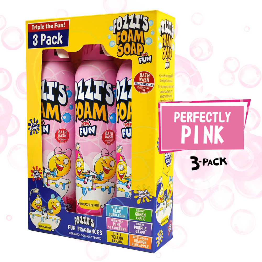 Fozzi’s Foam Soap 3-Pack – Perfectly Pink – 340ml Each | Fun, Safe & Easy-Clean Bath Foam for Kids