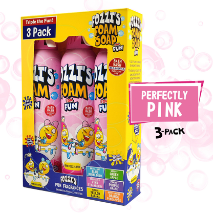 Fozzi’s Foam Soap 3-Pack – Perfectly Pink – 340ml Each | Fun, Safe & Easy-Clean Bath Foam for Kids