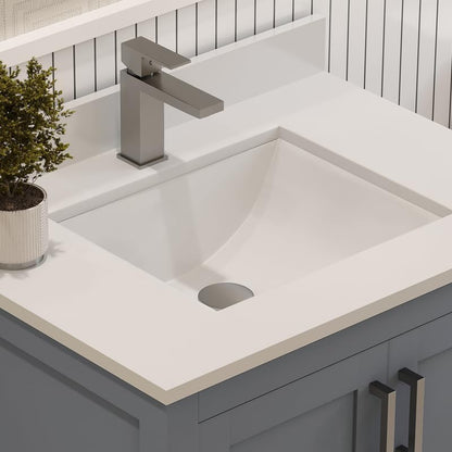 Ayna Decors Rooh 30 Inch Charcoal Grey Bathroom Vanity with Sink, Quartz Countertop, 2 Soft Closing Doors and 1 Full Extension Drawer, Brushed Nickel Hardware