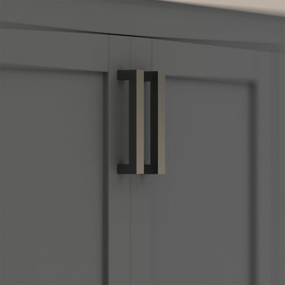 Ayna Decors Rooh 60 Inch Charcoal Grey Bathroom Vanity with Sink, Quartz Countertop, 4 Soft Closing Doors and 5 Full Extension Drawers, Brushed Nickel Hardware