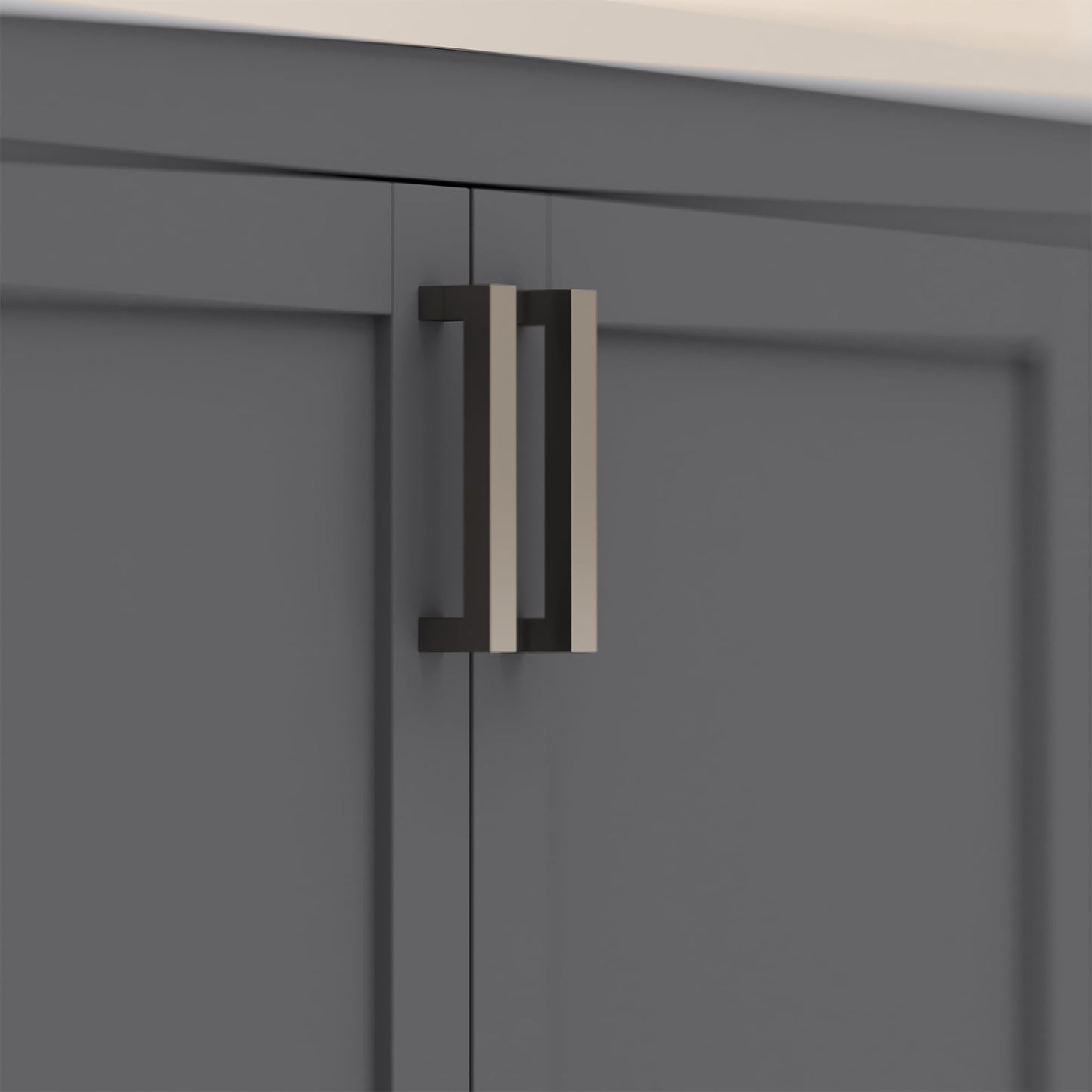 Ayna Decors Rooh 72 Inch Charcoal Grey Bathroom Vanity with Sink, Quartz Countertop, 4 Soft Closing Doors and 5 Full Extension Drawers, Brushed Nickel Hardware