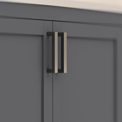 Ayna Decors Rooh 72 Inch Charcoal Grey Bathroom Vanity with Sink, Quartz Countertop, 4 Soft Closing Doors and 5 Full Extension Drawers, Brushed Nickel Hardware