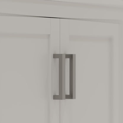 Ayna Decors Maya 48 Inch White Bathroom Vanity with Sink and Quartz Countertop, 3 Pre-Drilled Faucet Holes, 2 Soft Closing Doors, and 7 Full Extension Drawers, Brushed Nickel Hardware